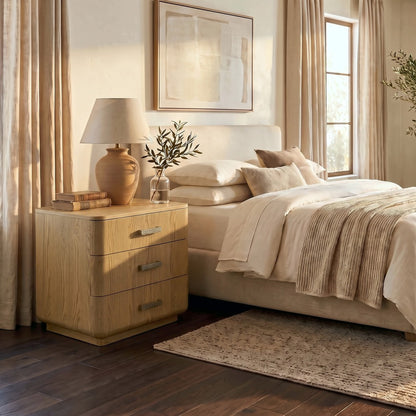 Safavieh - Carmilla Hammered Metal And Wood 3 Drawer Nightstand / Brown Oak - SFV2241A view 3