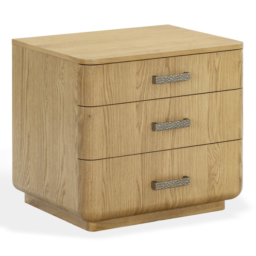 Safavieh - Carmilla Hammered Metal And Wood 3 Drawer Nightstand / Brown Oak - SFV2241A view 4