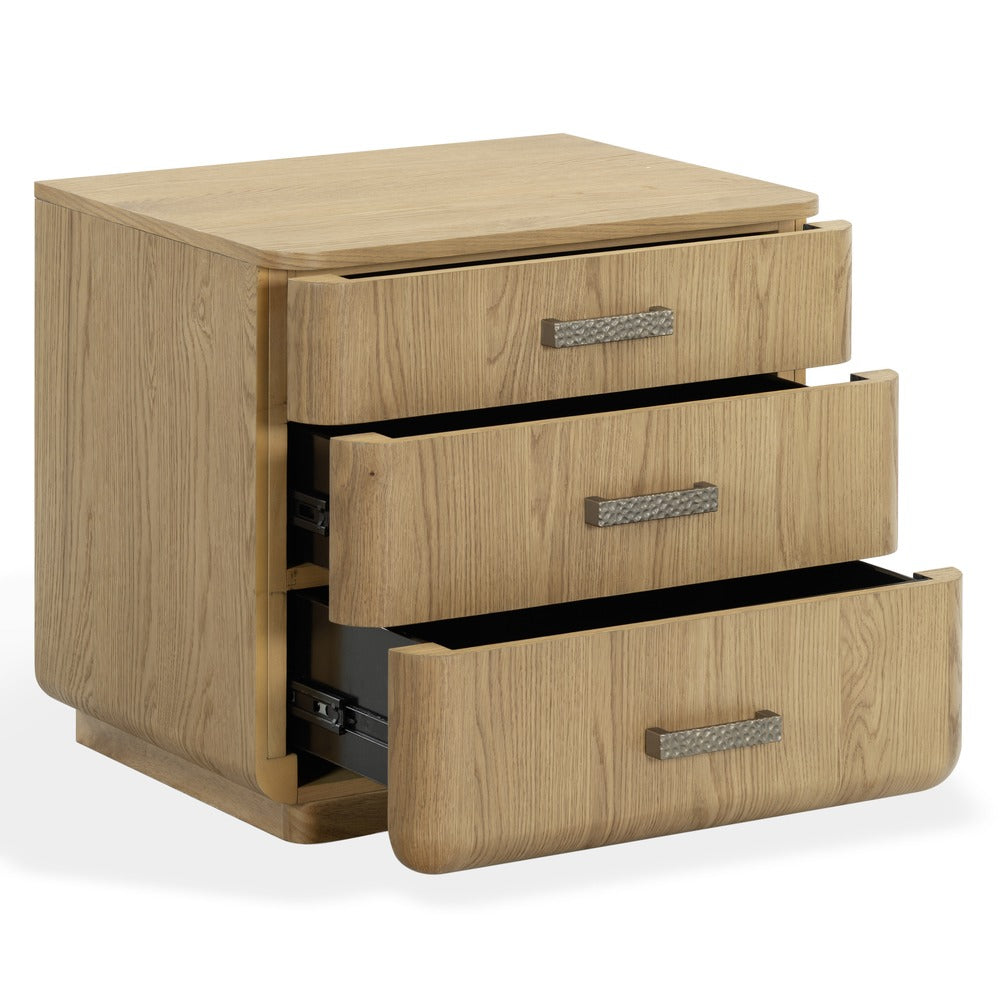 Safavieh - Carmilla Hammered Metal And Wood 3 Drawer Nightstand / Brown Oak - SFV2241A view 6
