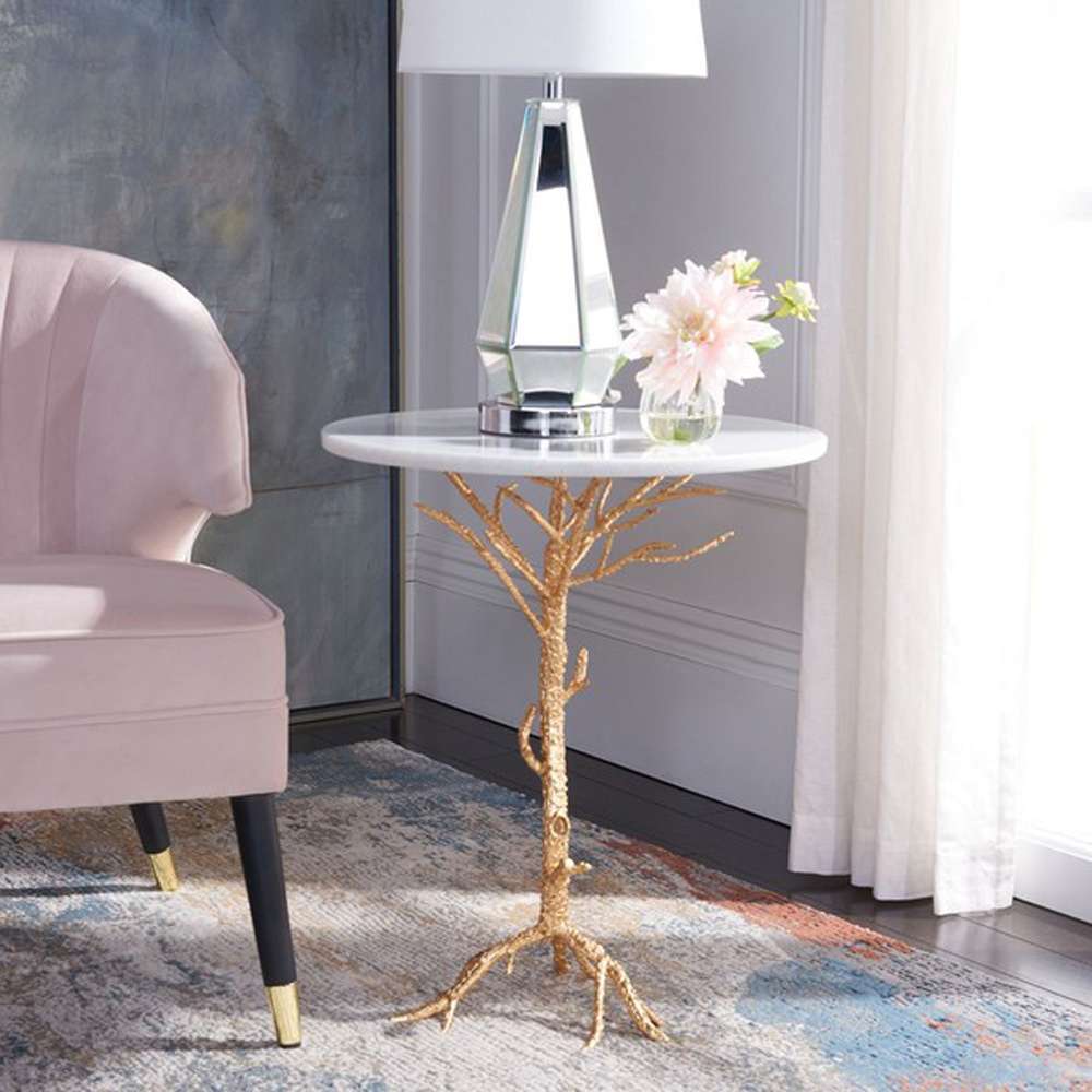 Safavieh - Carolyn Accent Table - Gold - White - FOX2512A veiw 2