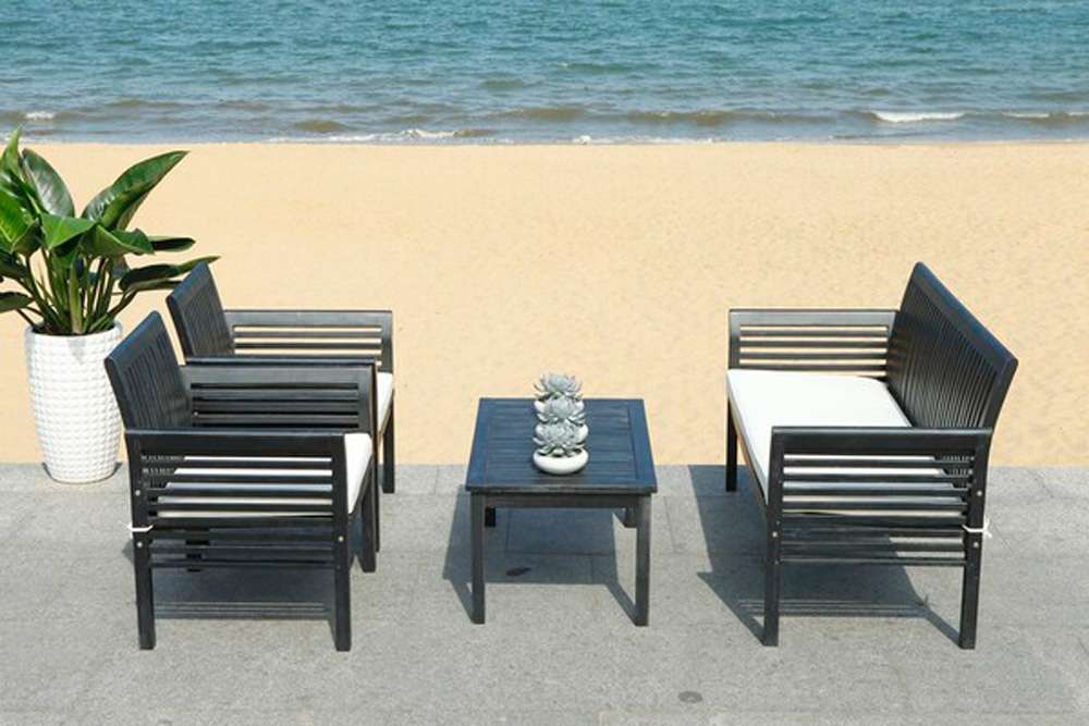Safavieh - Carson 4 Pc Outdoor Set - Black - Beige - PAT7005C veiw 1