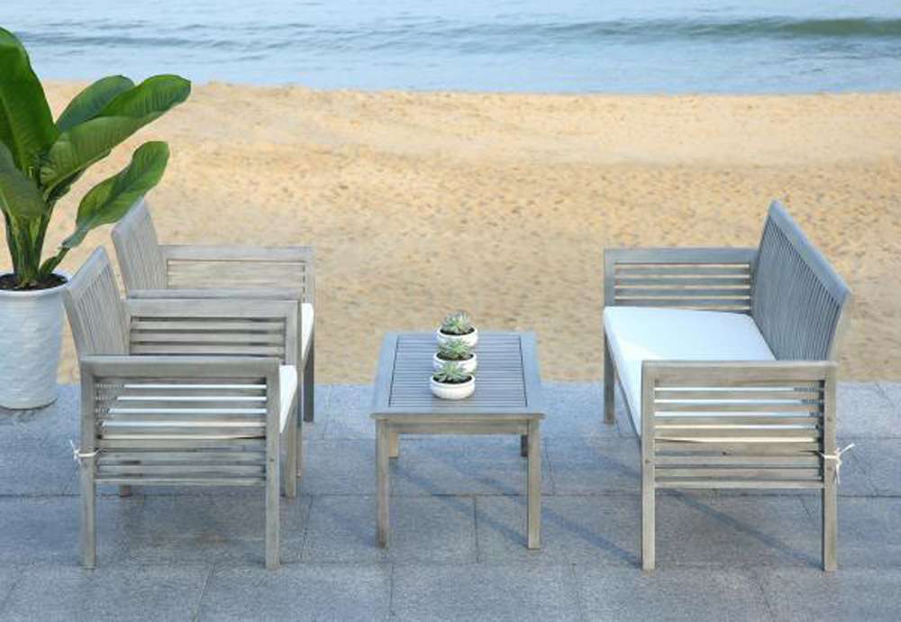 Safavieh - Carson 4 Pc Outdoor Set - Grey - Beige - PAT7005B veiw 1