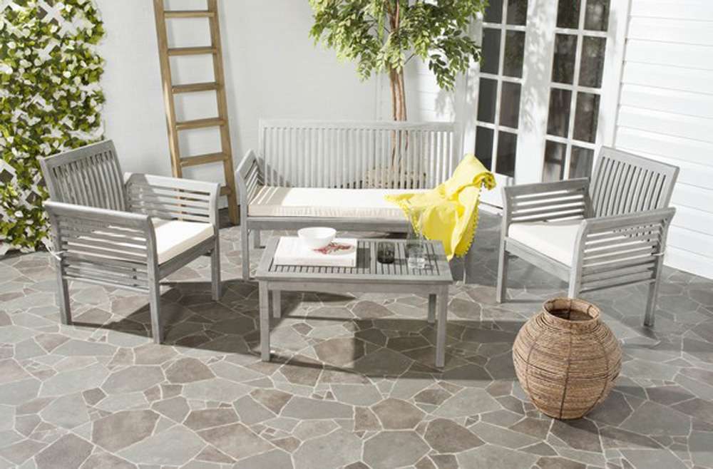 Safavieh - Carson 4 Pc Outdoor Set - Grey - Beige - PAT7005B veiw 2
