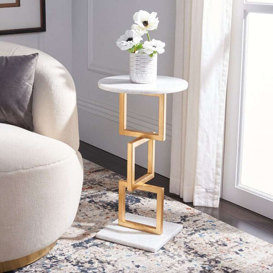 Safavieh - Cassidy Accent Table - Gold - White - FOX2531B veiw 2
