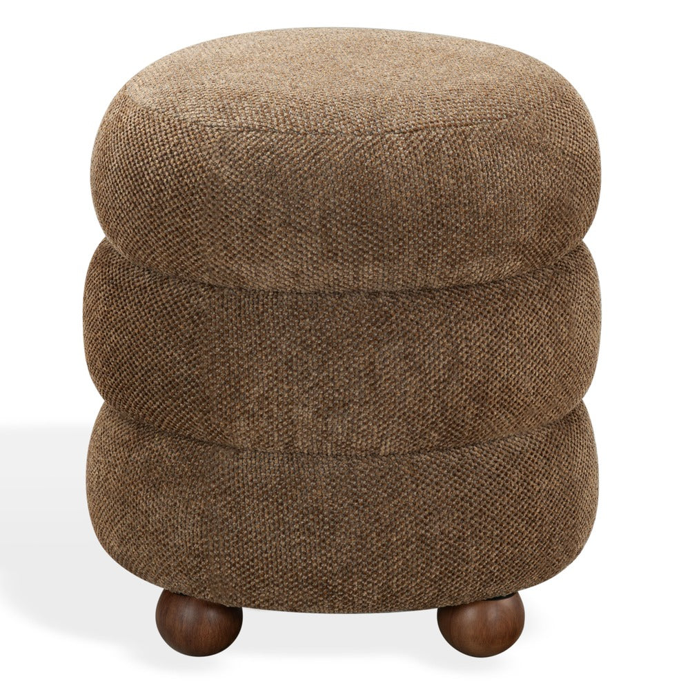 Safavieh - Cecelia Round Channel Tufted Ottoman / Dark Brown / Walnut - SFV5133F view 1