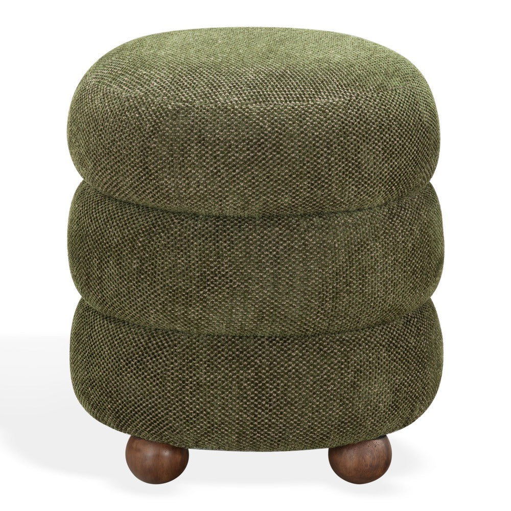 Safavieh - Cecelia Round Channel Tufted Ottoman / Dark Green / Walnut - SFV5133H view 1