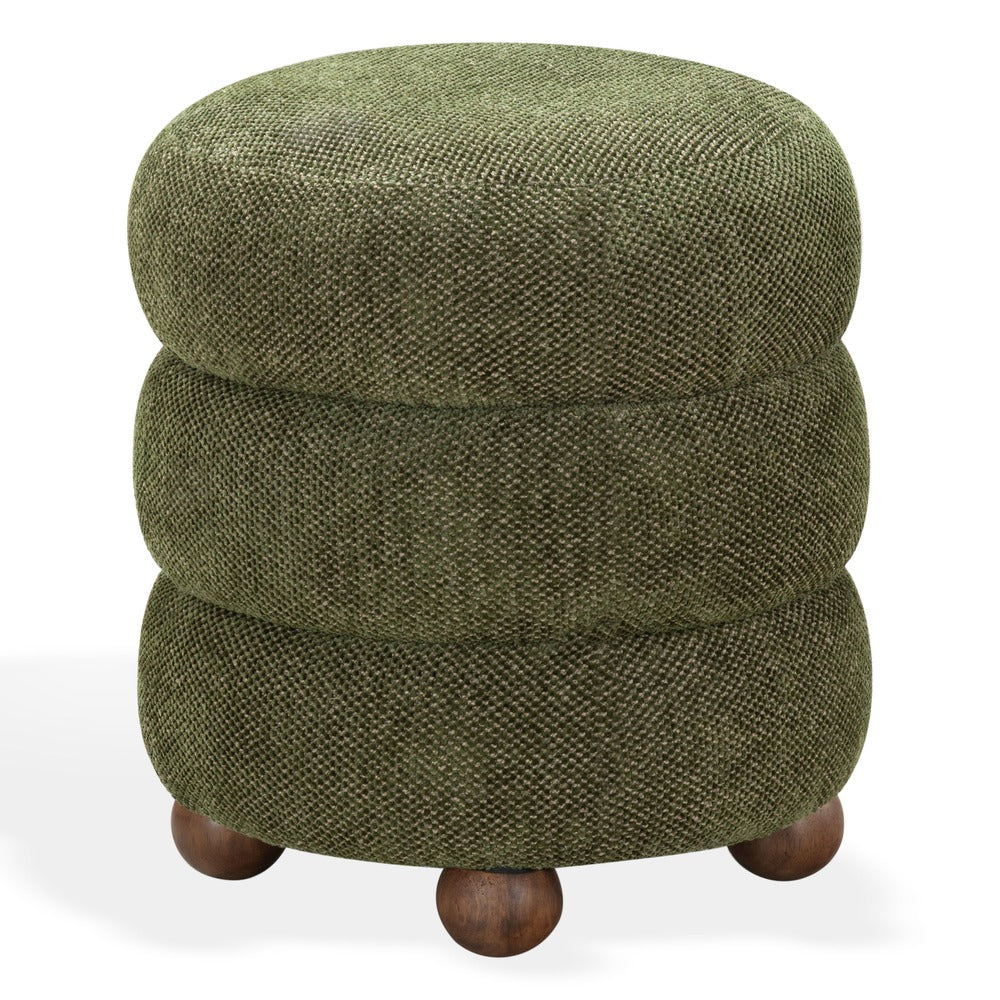 Safavieh - Cecelia Round Channel Tufted Ottoman / Dark Green / Walnut - SFV5133H view 3