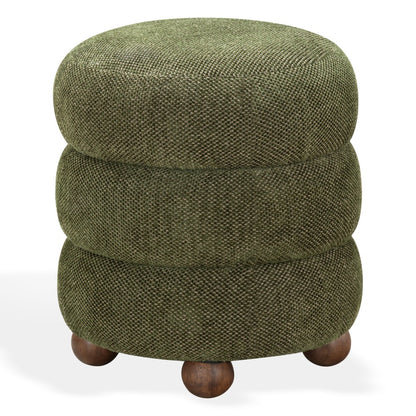 Safavieh - Cecelia Round Channel Tufted Ottoman / Dark Green / Walnut - SFV5133H view 3