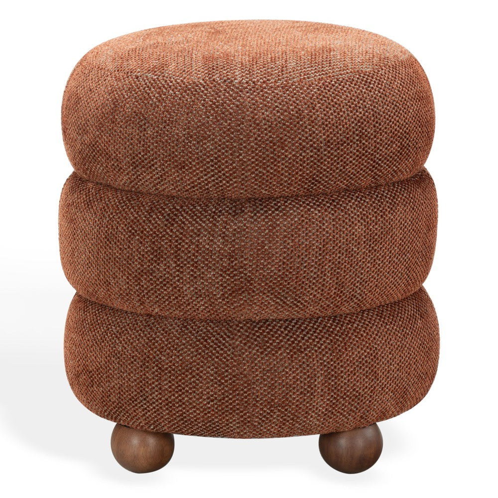 Safavieh - Cecelia Round Channel Tufted Ottoman / Rust / Walnut - SFV5133G view 1