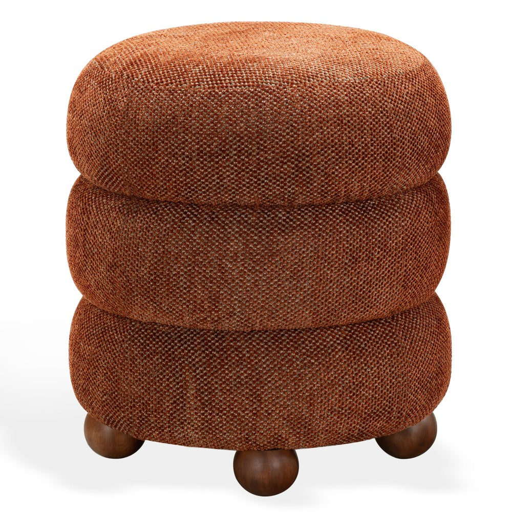 Safavieh - Cecelia Round Channel Tufted Ottoman / Rust / Walnut - SFV5133G view 3