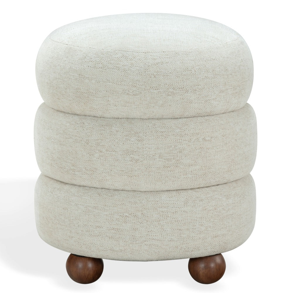 Safavieh - Cecelia Round Channel Tufted Ottoman / Taupe / Walnut - SFV5133I view 1