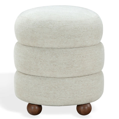 Safavieh - Cecelia Round Channel Tufted Ottoman / Taupe / Walnut - SFV5133I view 1