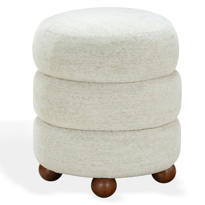 Safavieh - Cecelia Round Channel Tufted Ottoman / Taupe / Walnut - SFV5133I view 3