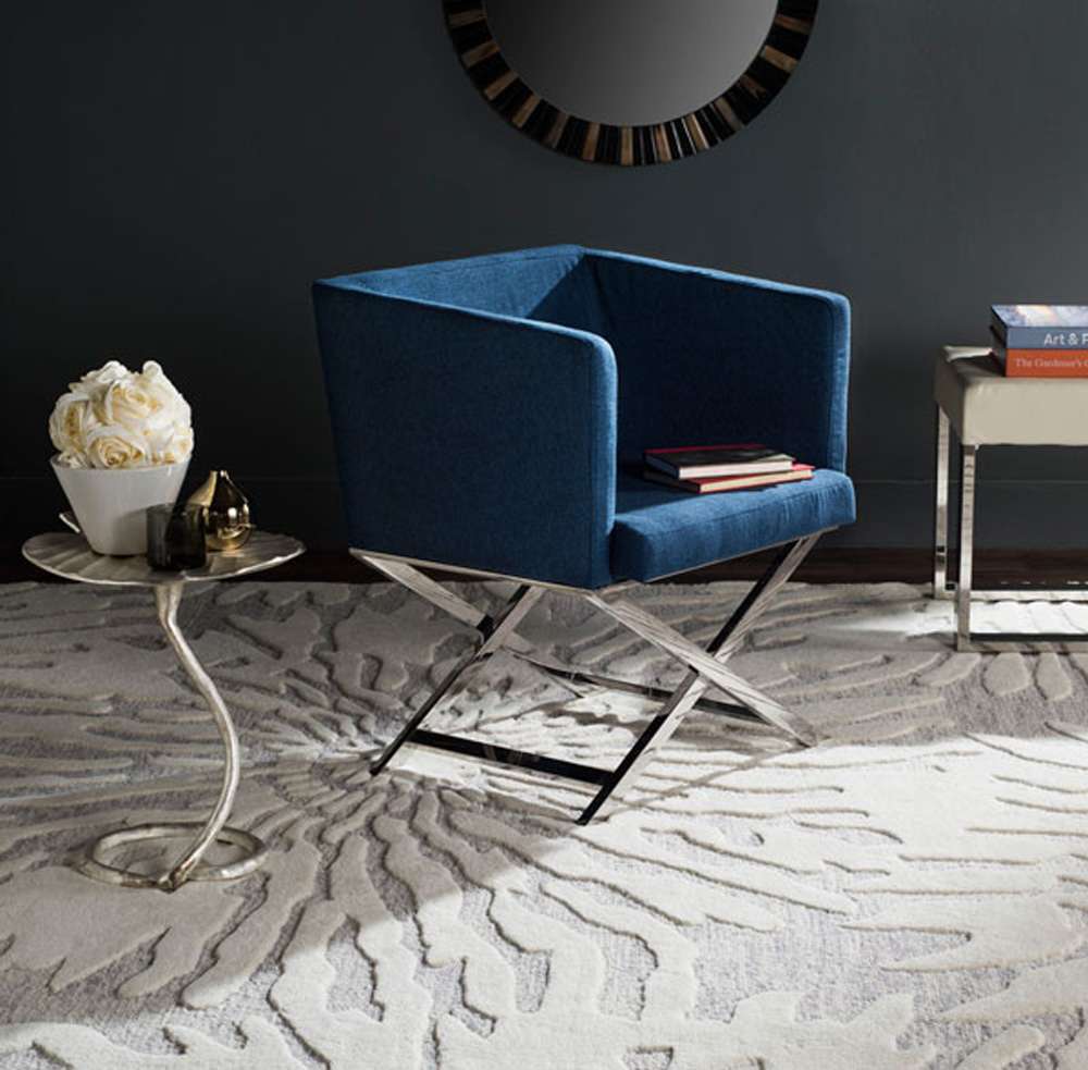 Safavieh - Celine Chair - Navy - Chrome - FOX2033A veiw 2