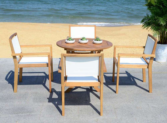 Safavieh - Chante Round Table 5 Piece Set - Natural - Beige - PAT7041A veiw 2