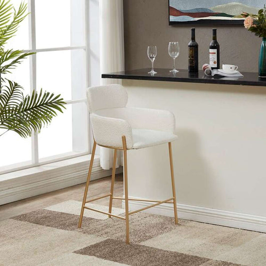 Safavieh - Couture - Charlize Velvet Counter Stool - Ivory - Gold - SFV4756F veiw 2