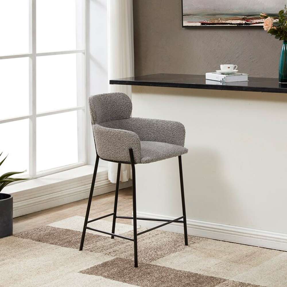 Safavieh - Couture - Charlize Velvet Counter Stool - Light Grey - Black - SFV4756E veiw 2