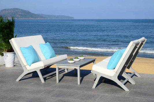Safavieh - Chaston 4 Pc Living Set - Grey - Bge + Solid Plw - PAT7044B veiw 1