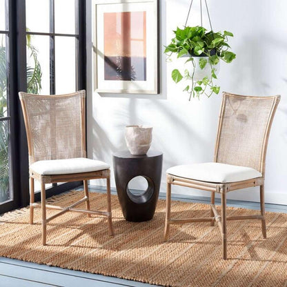 Safavieh - Chiara Rattn Acct Chair W/Cush - White - Grey White Wash  (Set of 2) - ACH6512A-SET2 veiw 2