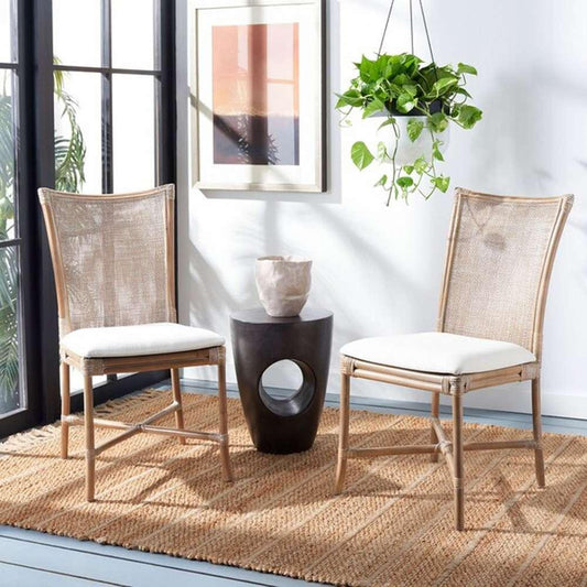 Safavieh - Chiara Rattn Acct Chair W/Cush - White - Grey White Wash  (Set of 2) - ACH6512A-SET2 veiw 2