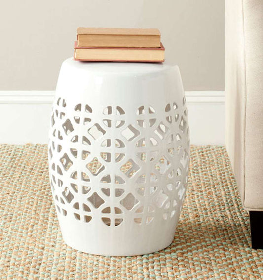 Safavieh - Circle Lattice Garden Stool - White - ACS4508A veiw 1