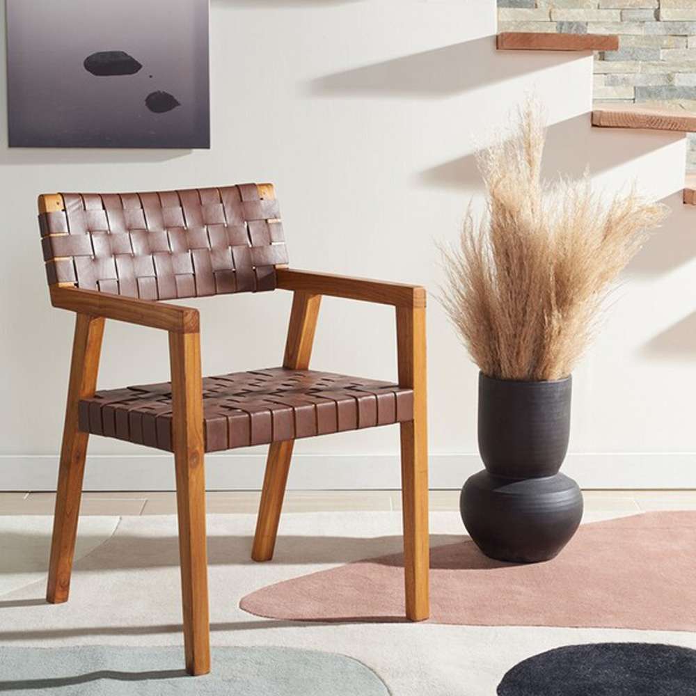 Safavieh - Cire Leather Dining Chair - Cognac - Natural - DCH4004B veiw 2