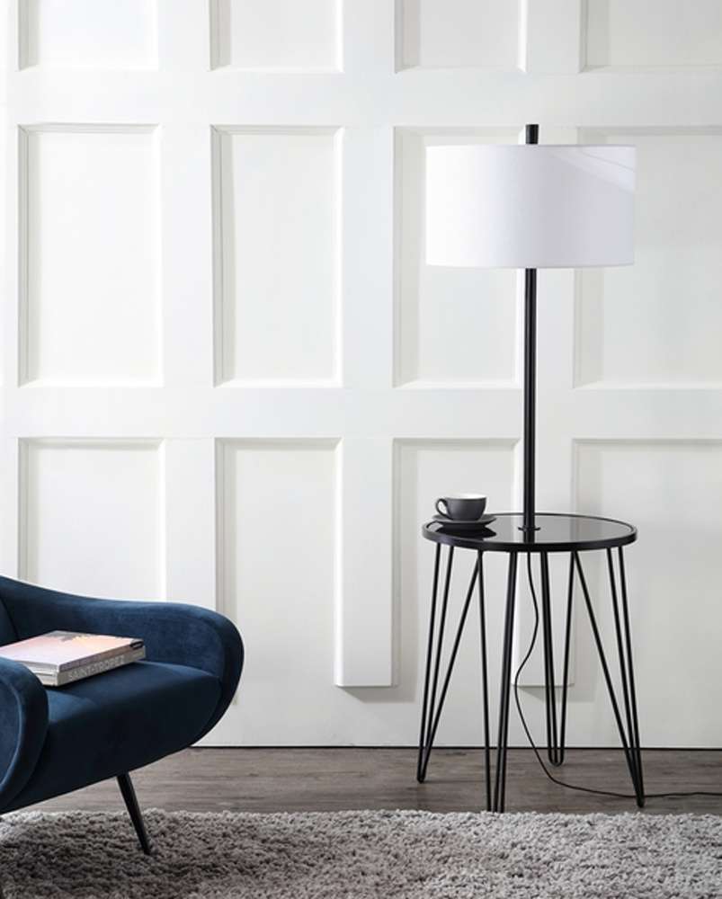 Safavieh - Ciro Floor Lamp Side Table - Black - White - FLL4010A veiw 1