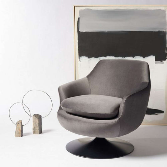 Safavieh - Couture - Citrine Velvet Swivel Chair - Dark Grey - Black - SFV4743B veiw 2