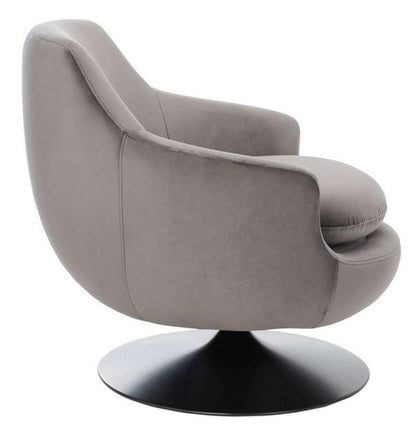 Safavieh - Couture - Citrine Velvet Swivel Chair - Dark Grey - Black - SFV4743B veiw 4