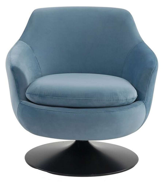 Safavieh - Couture - Citrine Velvet Swivel Chair - Light Blue - Black - SFV4743A veiw 1