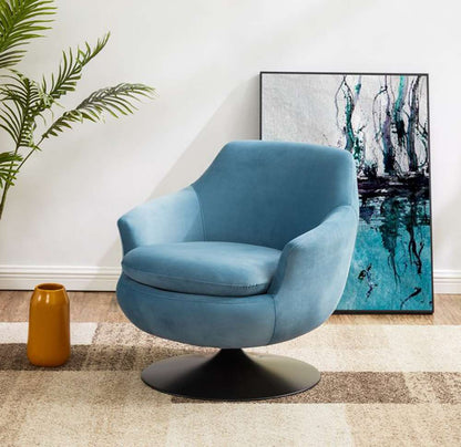 Safavieh - Couture - Citrine Velvet Swivel Chair - Light Blue - Black - SFV4743A veiw 2
