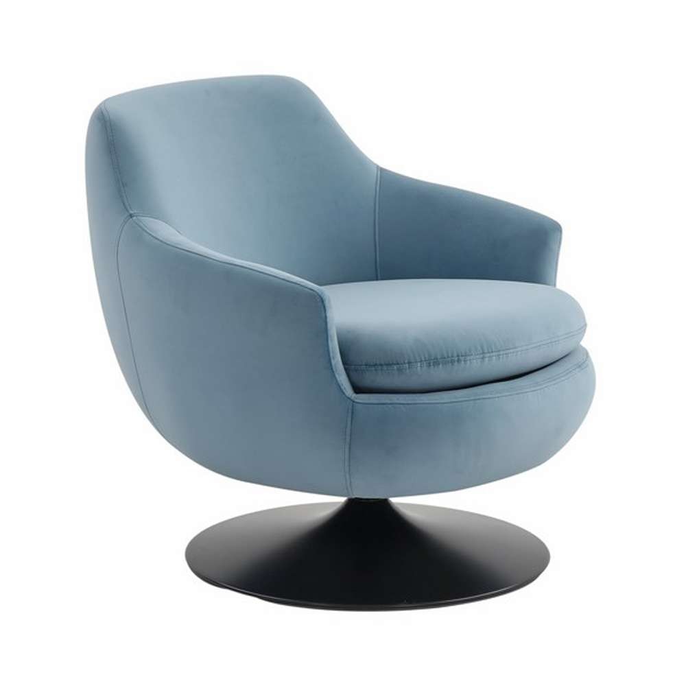 Safavieh - Couture - Citrine Velvet Swivel Chair - Light Blue - Black - SFV4743A veiw 3