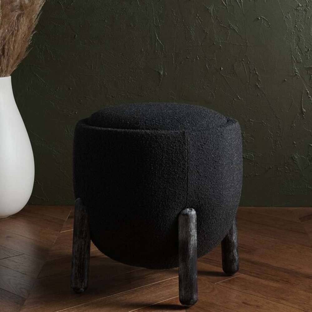 Safavieh - Couture - Clarabella Upholstered Ottoman - Black - SFV4800B veiw 1