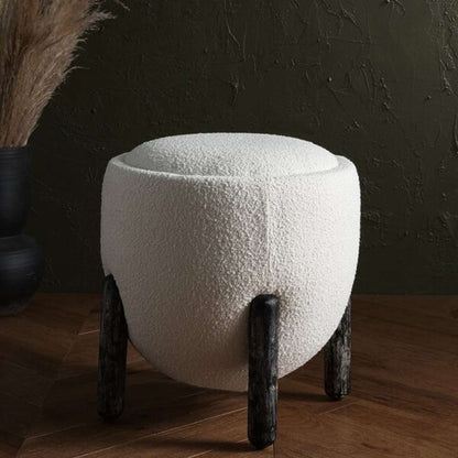 Safavieh - Couture - Clarabella Upholstered Ottoman - Ivory - Black - SFV4800A veiw 1