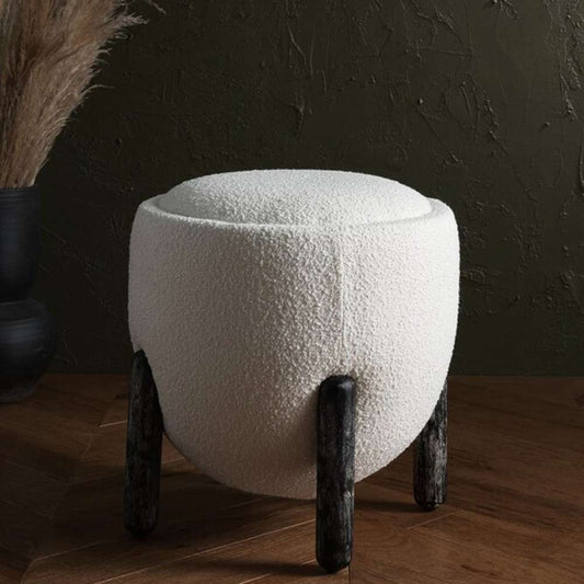 Safavieh - Couture - Clarabella Upholstered Ottoman - Ivory - Black - SFV4800A veiw 1