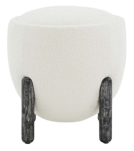 Safavieh - Couture - Clarabella Upholstered Ottoman - Ivory - Black - SFV4800A veiw 2