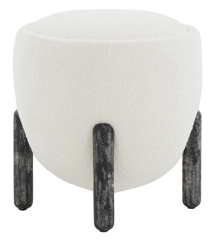 Safavieh - Couture - Clarabella Upholstered Ottoman - Ivory - Black - SFV4800A veiw 3