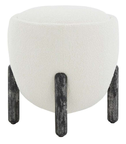 Safavieh - Couture - Clarabella Upholstered Ottoman - Ivory - Black - SFV4800A veiw 3