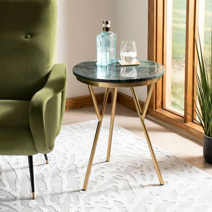 Safavieh - Coletta Marble Accent Table - Dark Green - Brass - ACC7201A veiw 4