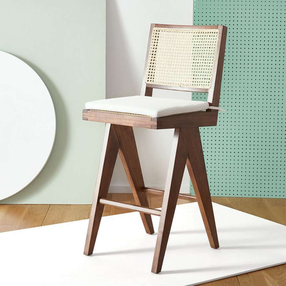 Safavieh - Couture - Colette Rattan Barstool - Walnut - Natural - SFV4134D veiw 3