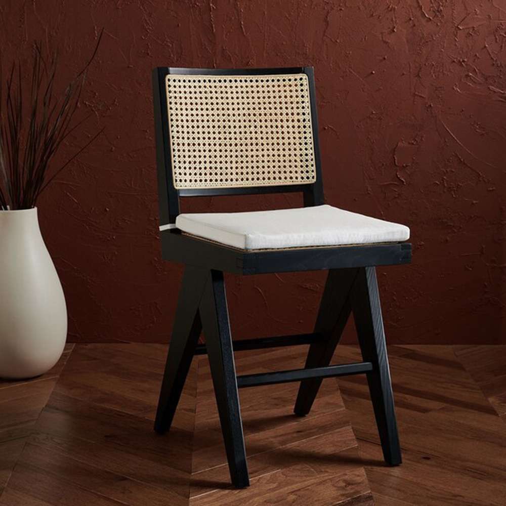Safavieh - Couture - Colette Rattan Counter Stool - Black - Natural - SFV4133A veiw 3
