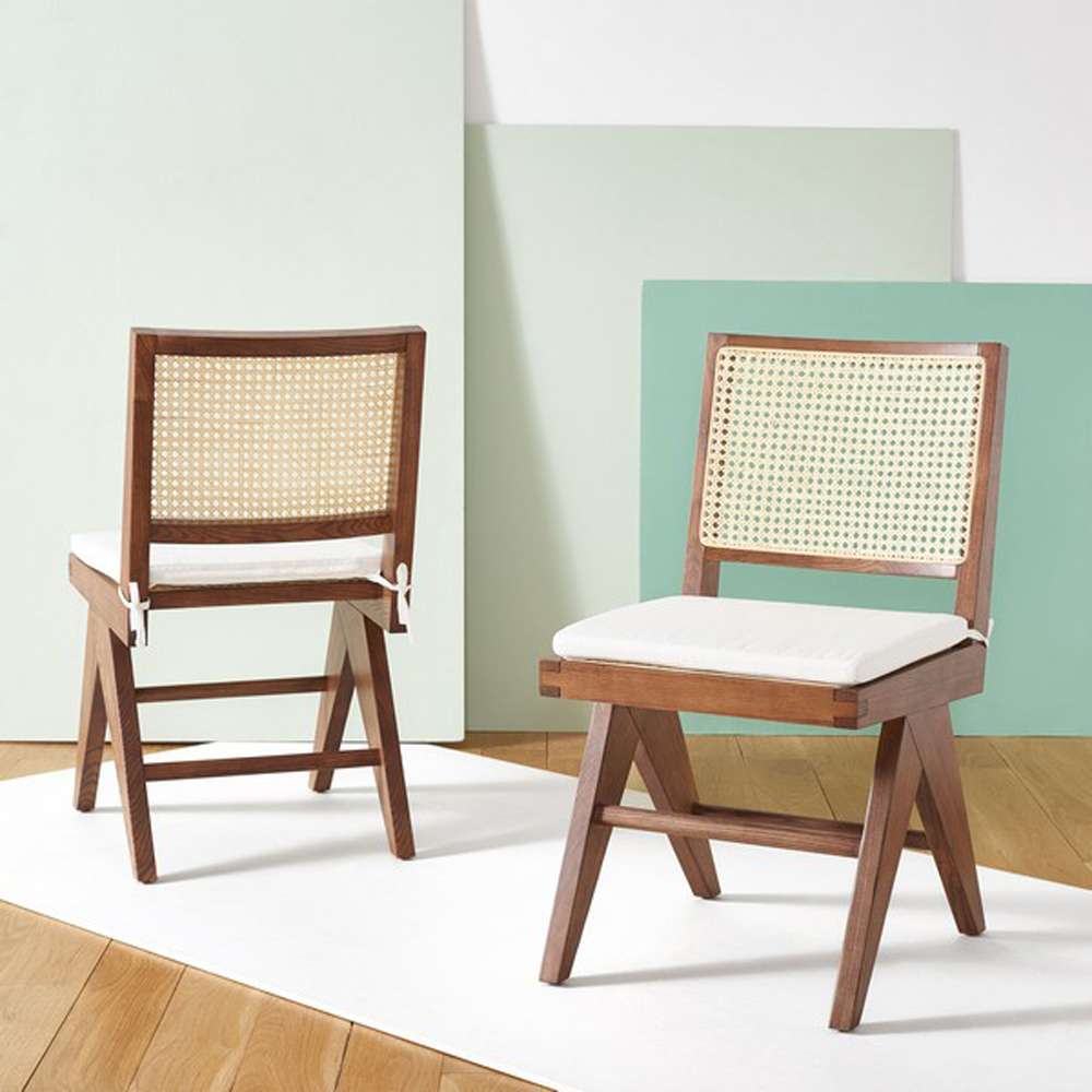 Safavieh - Couture - Colette Rattan Dining Chair - Walnut - Natural  (Set of 2) - SFV4132D-SET2 veiw 3