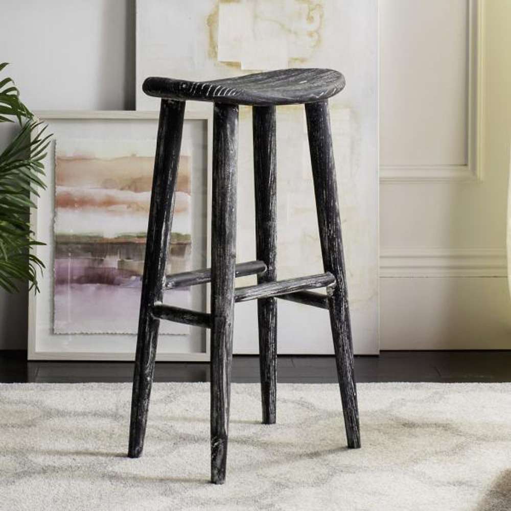 Safavieh - Colton Wood Bar Stool - Black - White - BST1001A veiw 2