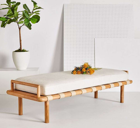Safavieh - Couture - Constantine Teak Bench - Natural - White - SFV9026A veiw 2