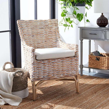 Safavieh - Cristen Rttn Acct Chair W/Cush - White - White Washed - ACH6513A veiw 2