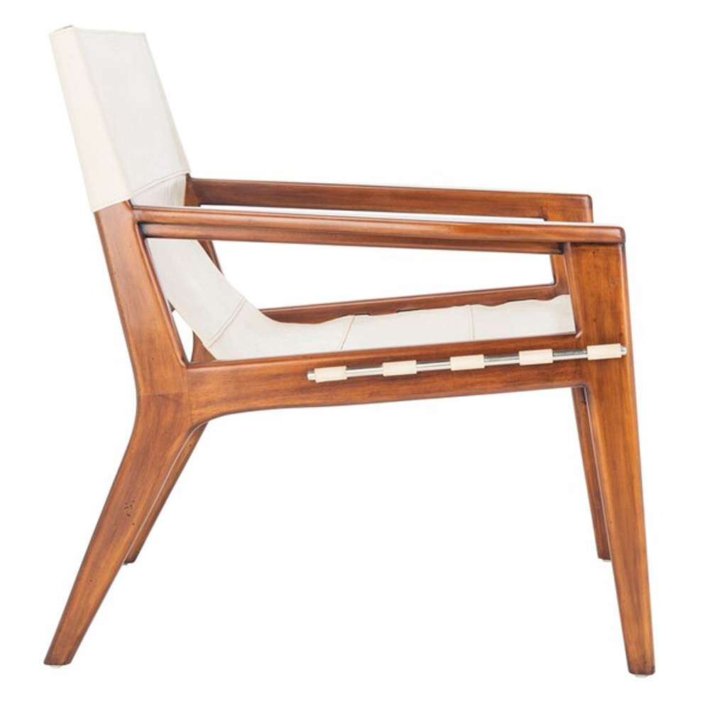 Safavieh - Couture - Culkin Leather Sling Chair - White - Brown - SFV9014A veiw 4