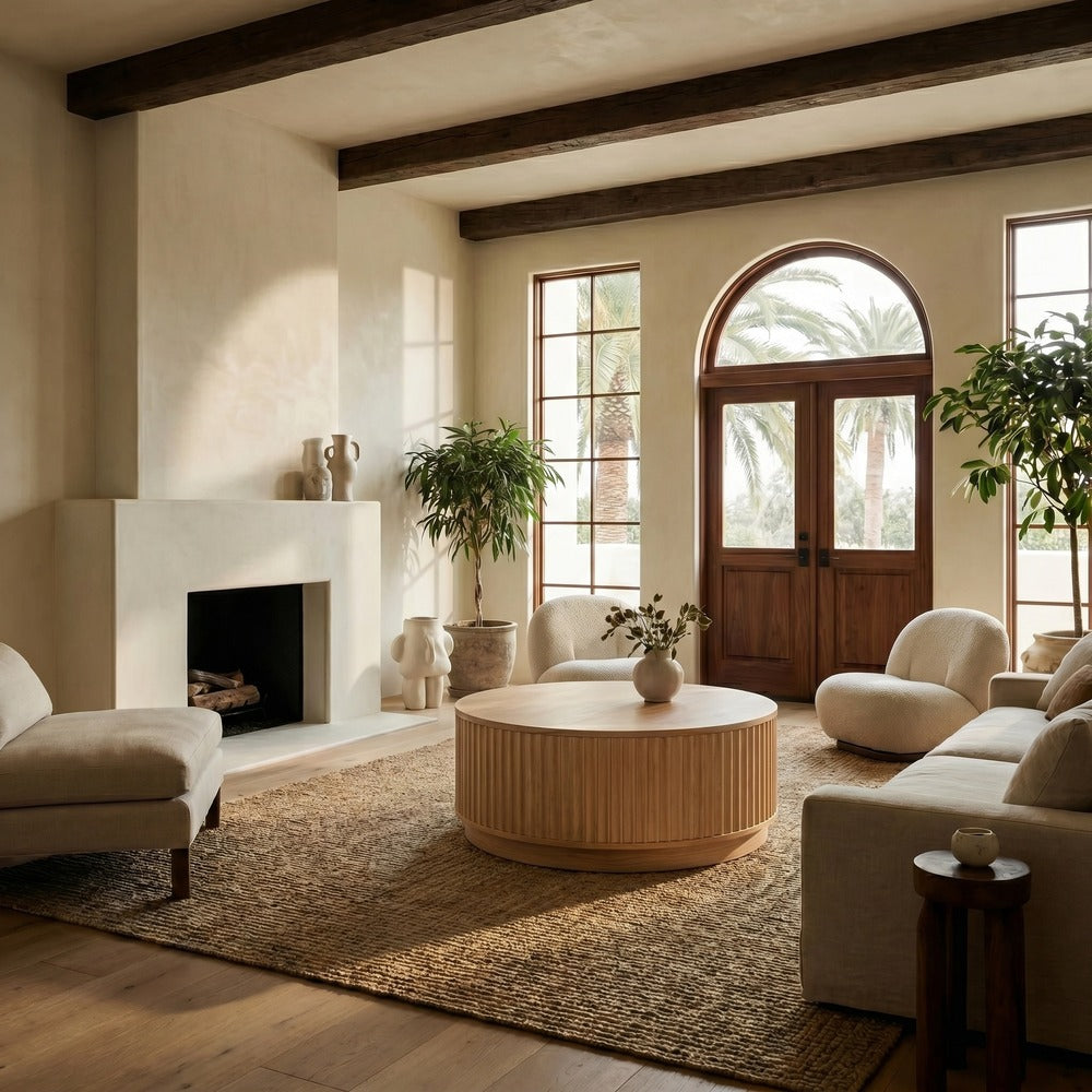 Safavieh - Cynthia Round Fluted Coffee Table / Brown Oak - SFV2244A view 3