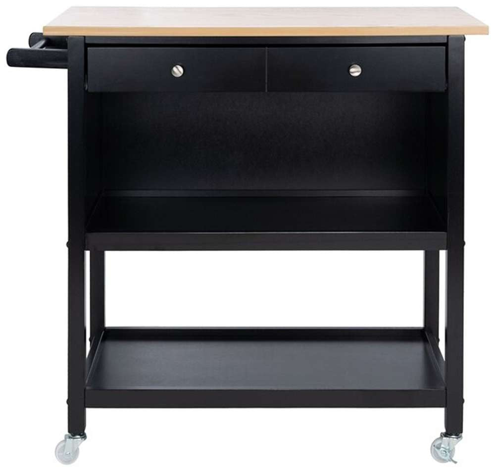 Safavieh - Daley 2Drw 3Shelf Kitchen Cart - Natural - Black - KCH1402A veiw 1