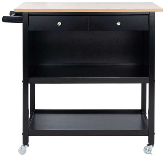 Safavieh - Daley 2Drw 3Shelf Kitchen Cart - Natural - Black - KCH1402A veiw 1