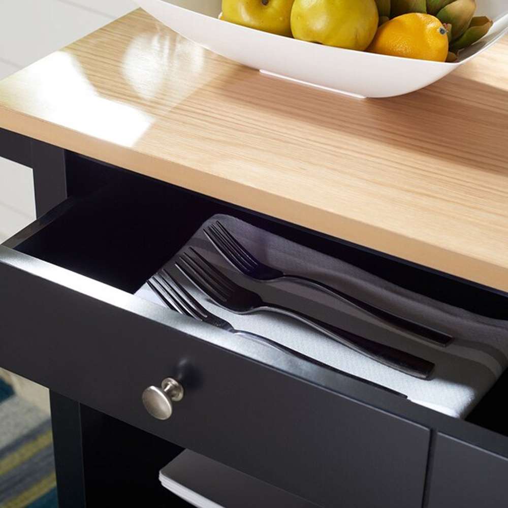 Safavieh - Daley 2Drw 3Shelf Kitchen Cart - Natural - Black - KCH1402A veiw 2